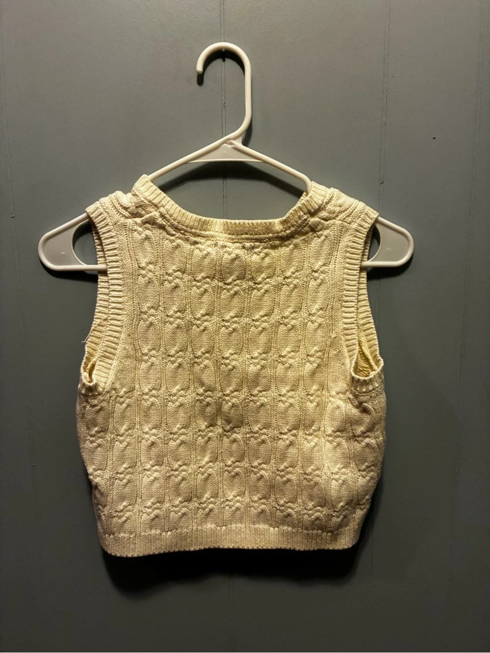 Sincerely Jules Cream Cable Knit V-Neck Sweater Vest